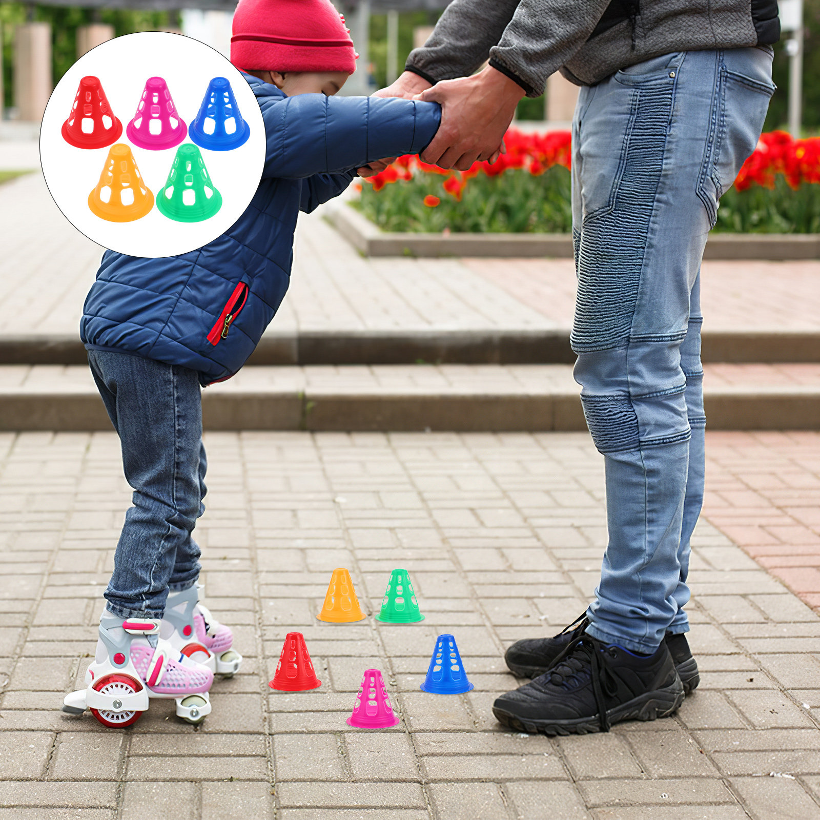 Road Traffic Cone - 50Pcs Soft Stackable Skating Cones for