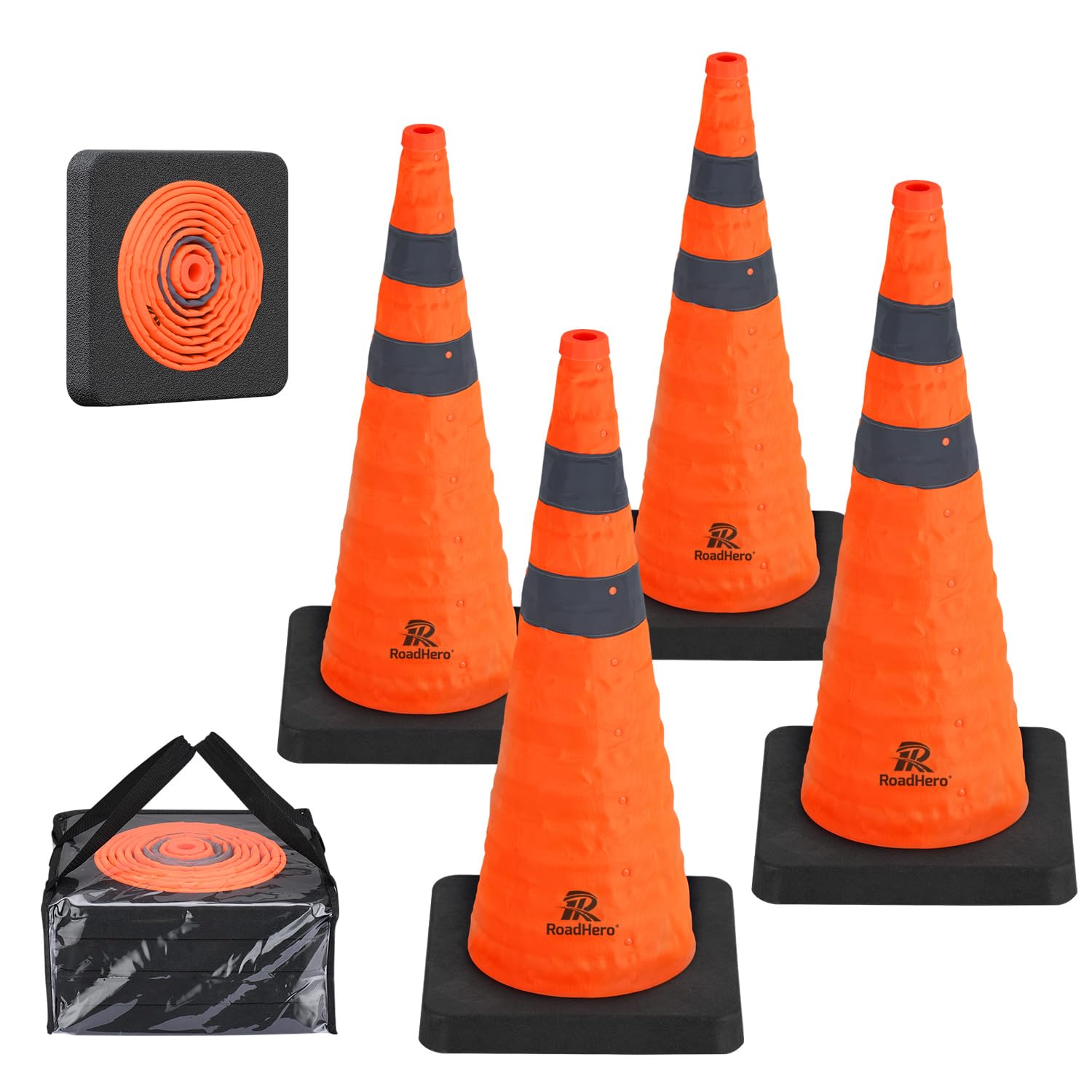 Road Traffic Cone - 28 Inch Collapsible Traffic Safety Cones