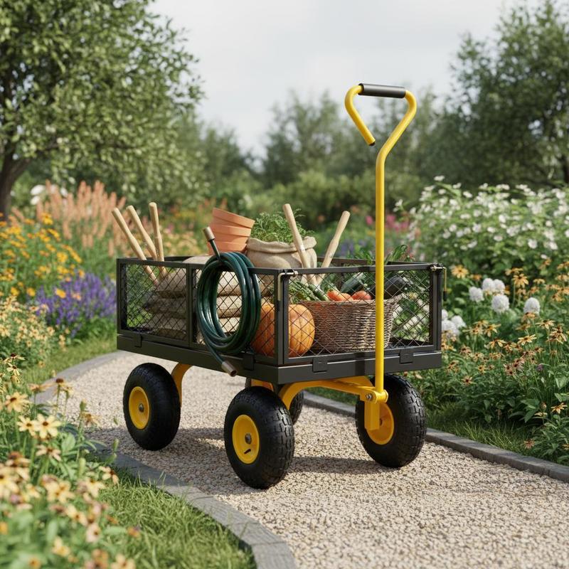 Steel Garden Cart 900 Lbs For  - Heavy Equipment Tires reseña y precio