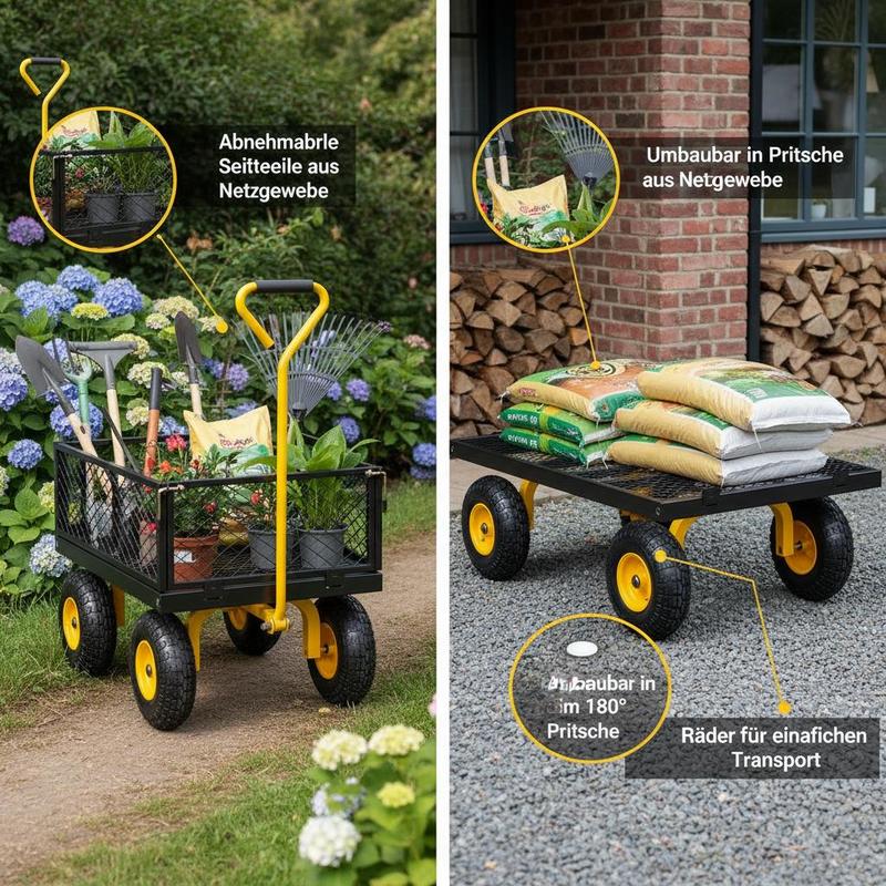 Steel Garden Cart 900 Lbs For  - Heavy Equipment Tires reseña y precio