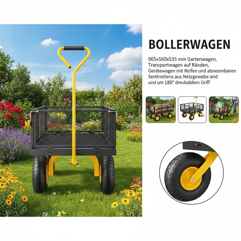 Steel Garden Cart 900 Lbs For  - Heavy Equipment Tires reseña y precio