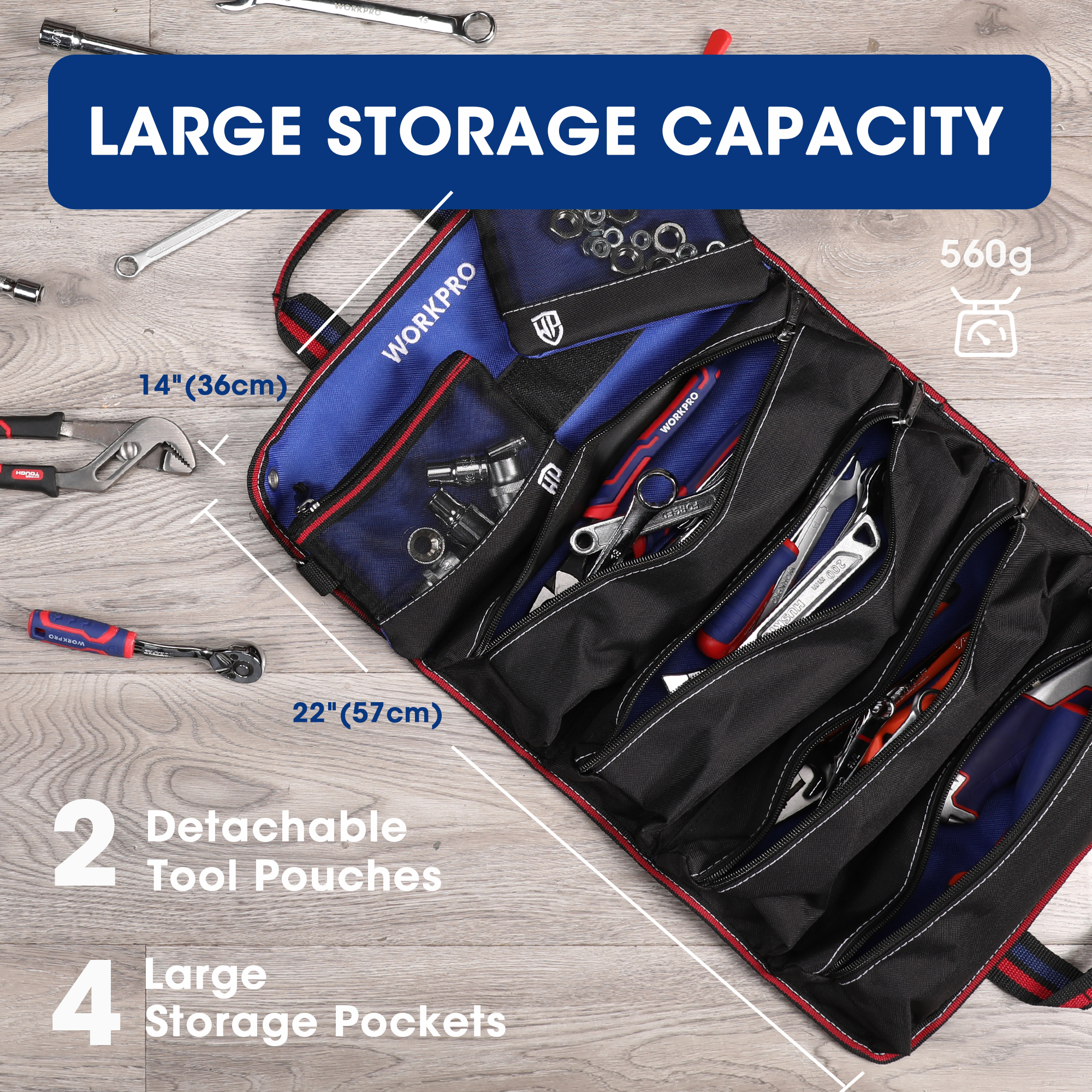 WORKPRO Roll Up Tool Bag with  - Heavy Equipment Storage reseña y precio