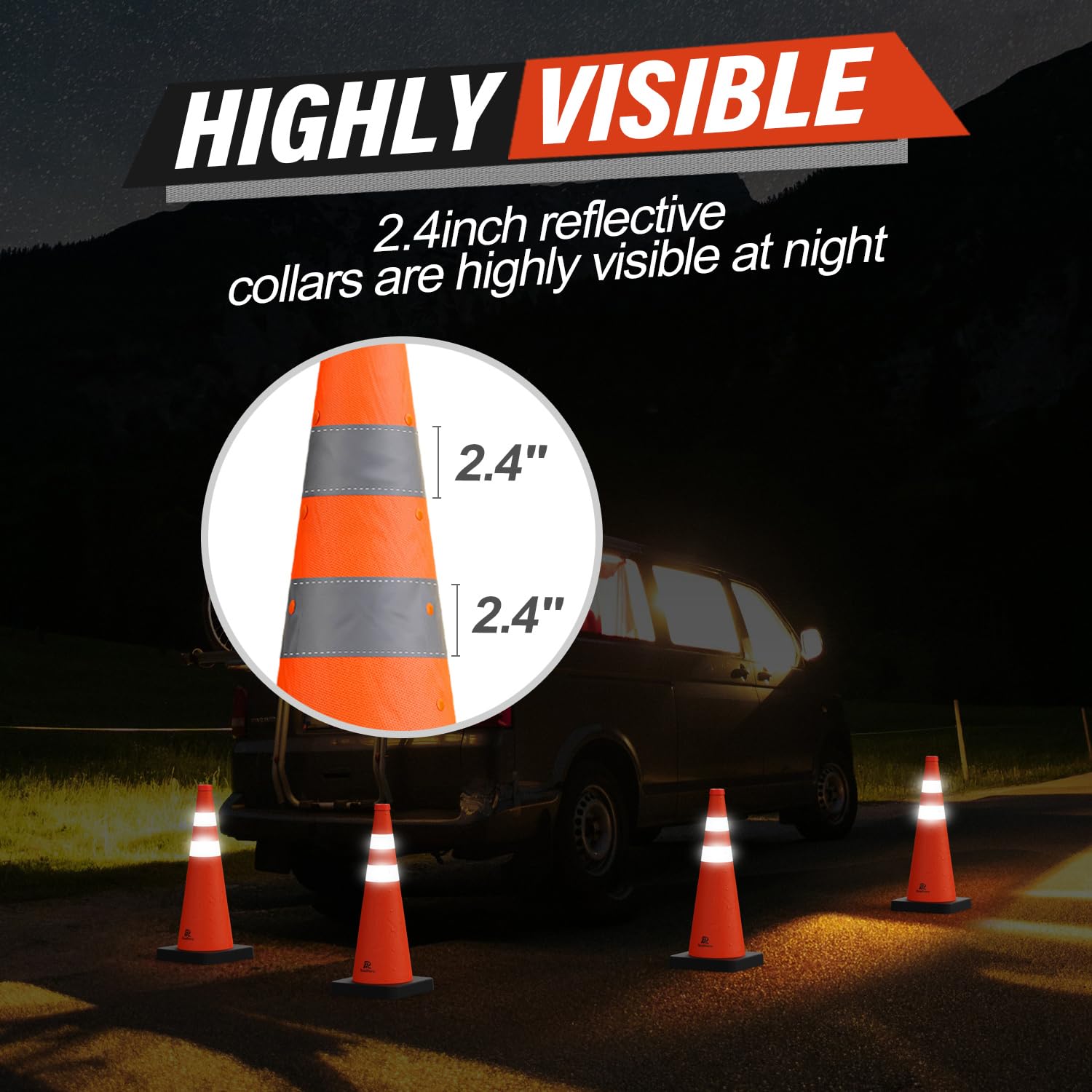 28 Inch Collapsible Traffic Sa - Road Traffic Cone reseña y precio