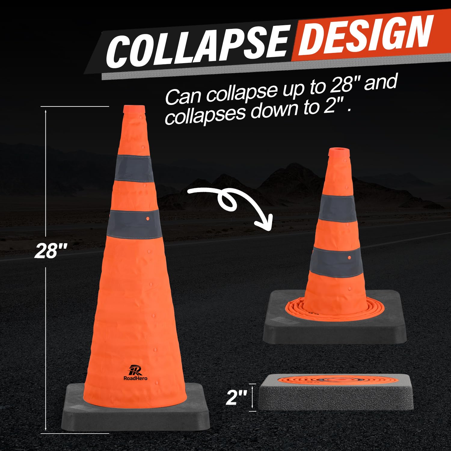 28 Inch Collapsible Traffic Sa - Road Traffic Cone reseña y precio